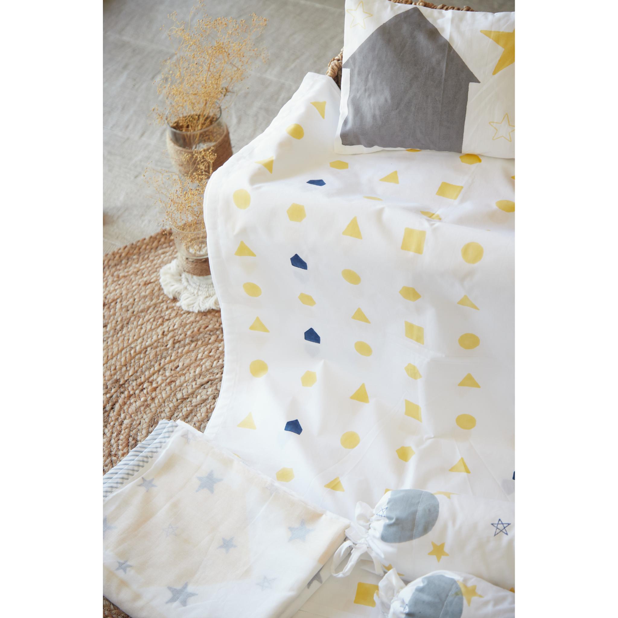 Masaya Pure Cotton Cot Bedding Set Shapes - MSY - CSB - 001D - Night