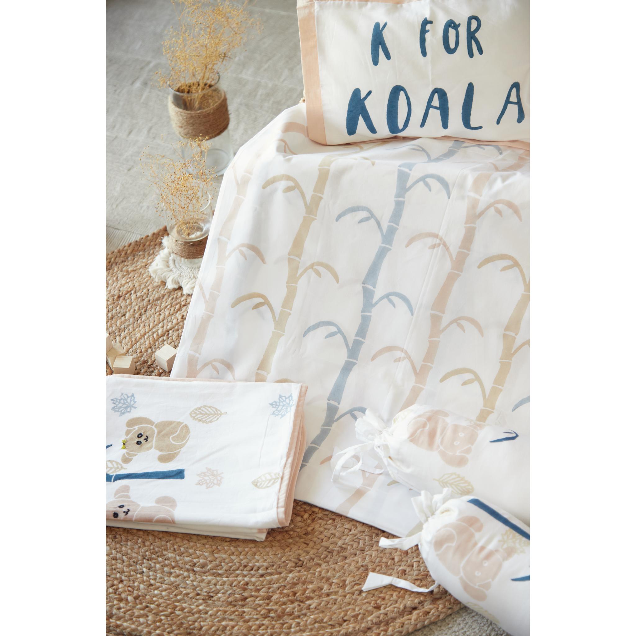 Masaya Pure Cotton Cot Bedding Set with Dohar - Koala Beige - MSY - CSBD - 002F - Beige