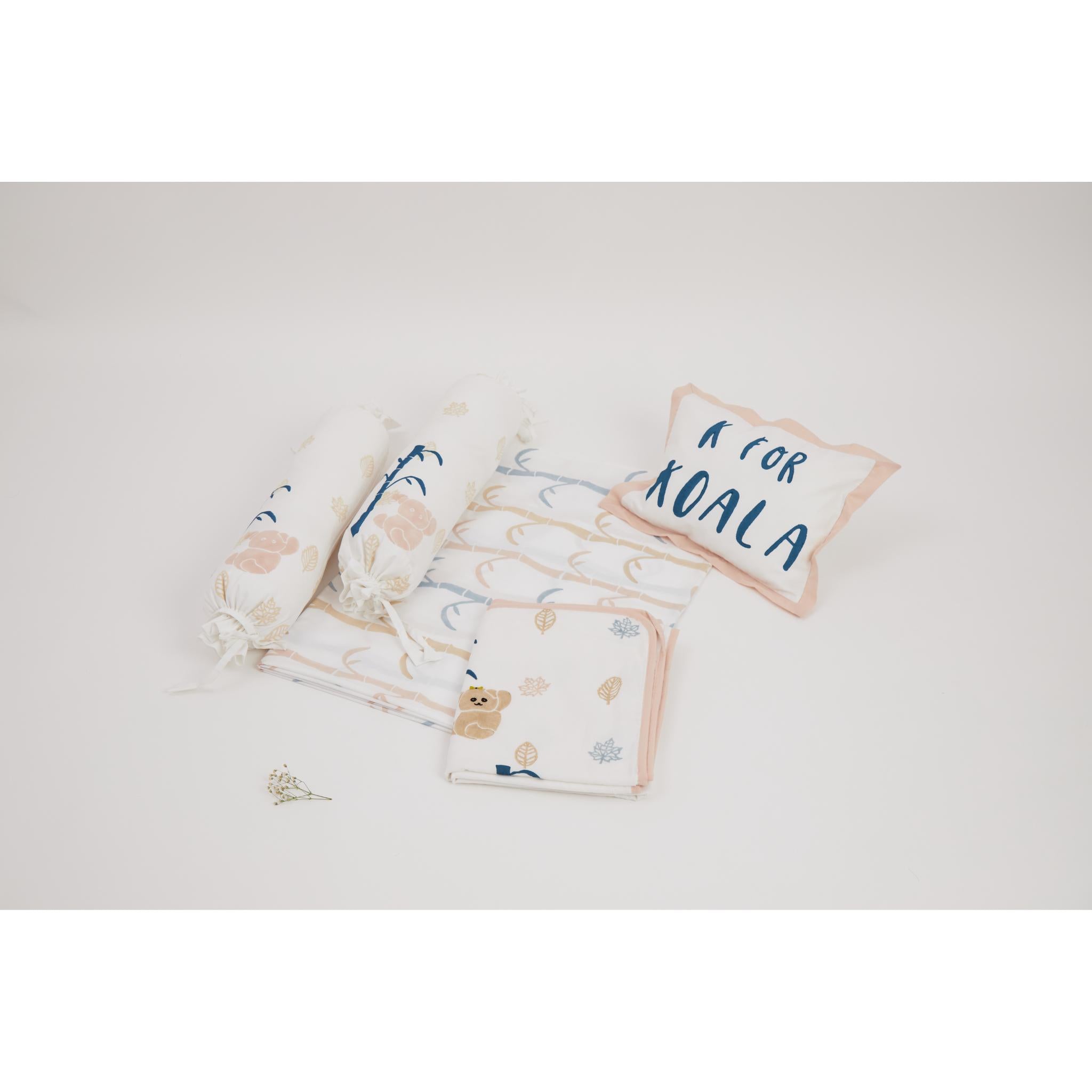 Masaya Pure Cotton Cot Bedding Set with Dohar - Koala Beige - MSY - CSBD - 002F - Beige