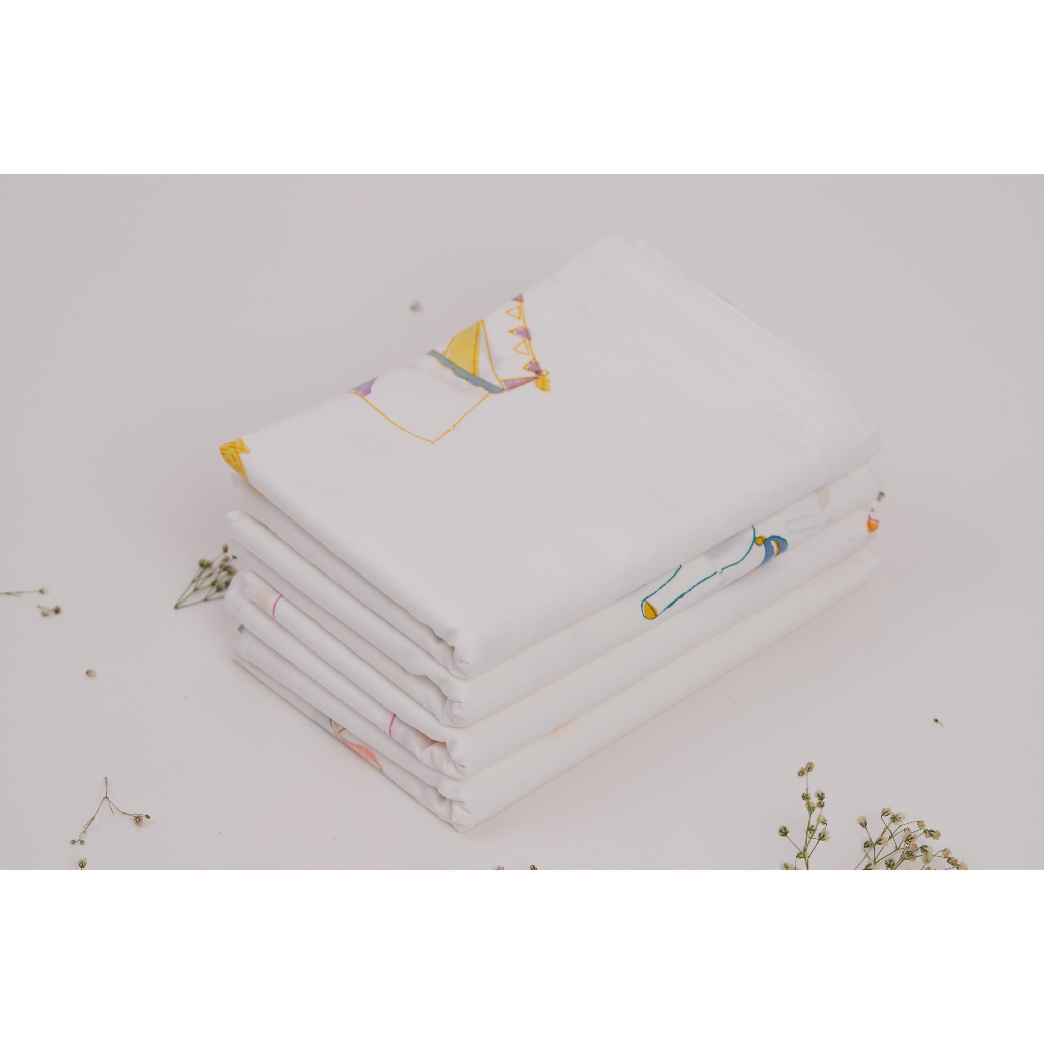 Masaya Pure Cotton Cot Sheet Circus - Teal - MSY - CSS - 007E - Teal