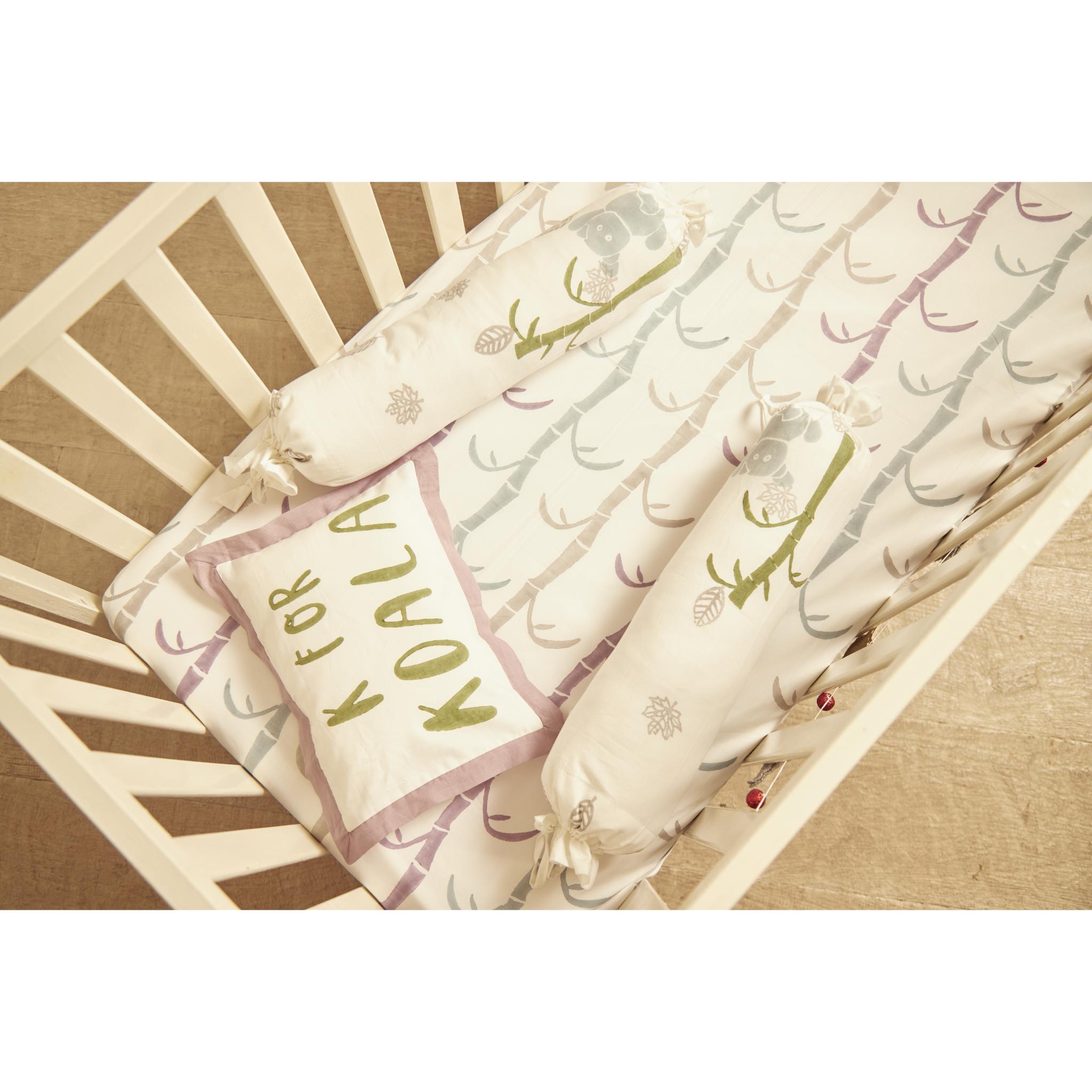 Masaya Pure Cotton Cot Sheet Koala - Purple - Baby Bedding Set