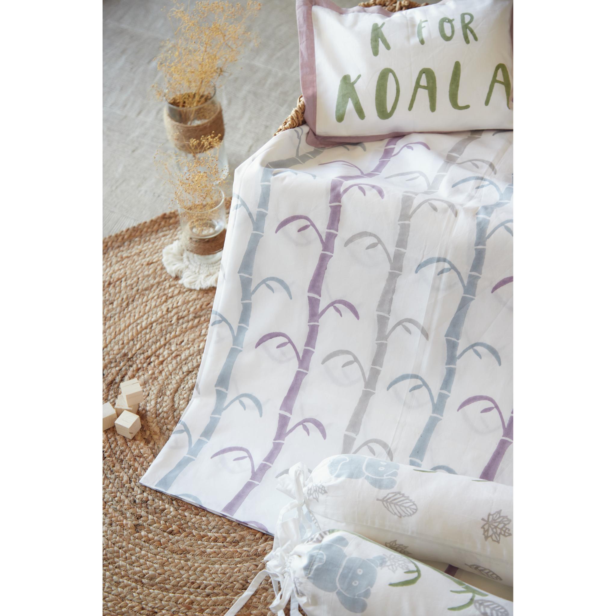 Masaya Pure Cotton Cot Sheet Koala - Purple - Baby Bedding Set