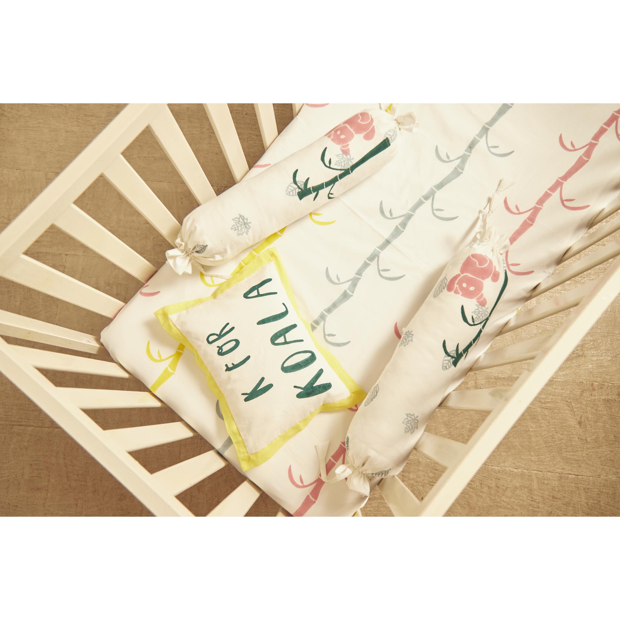 Masaya Pure Cotton Cot Sheet Koala - Yellow - MSY - CSS - 007F - Yellow