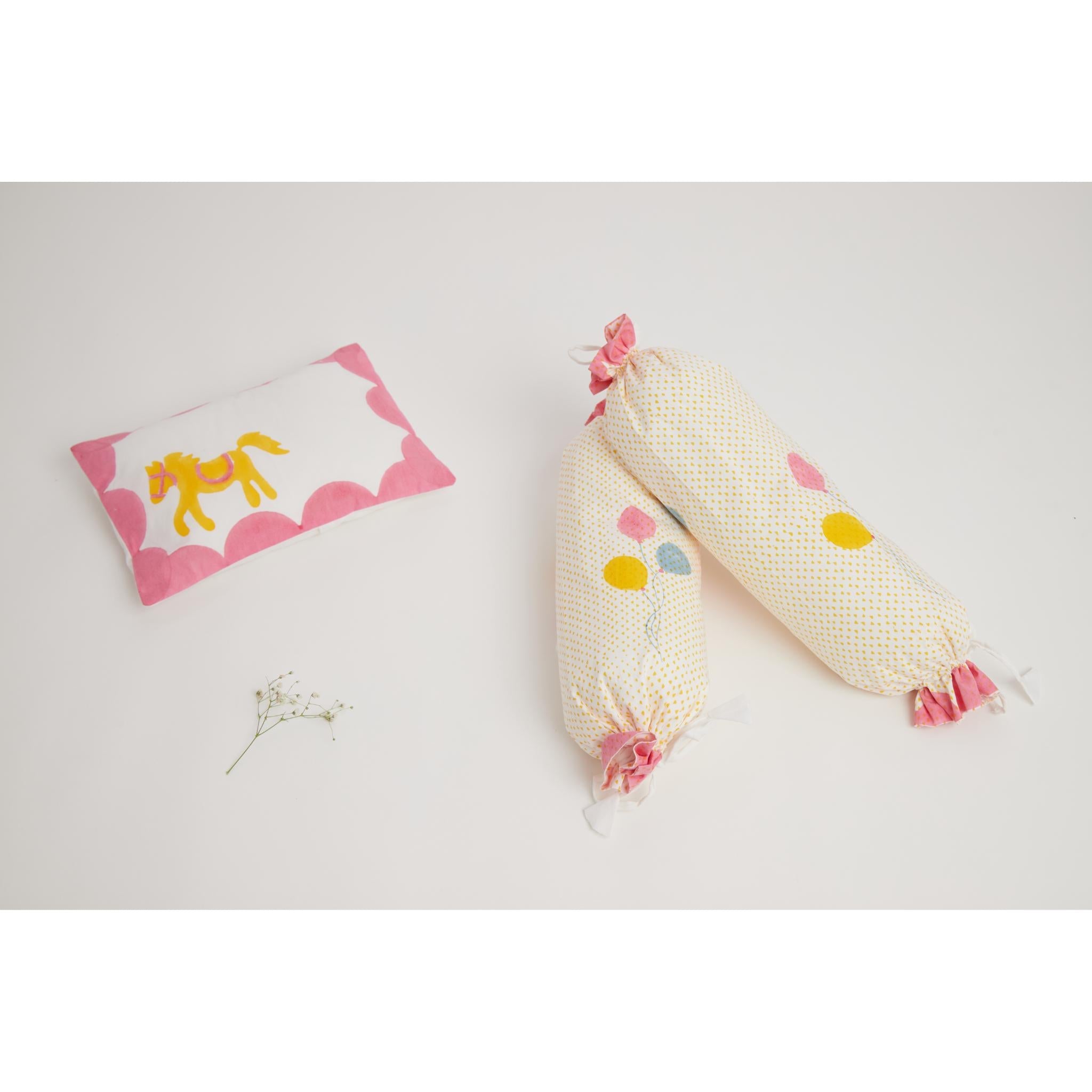 Masaya Pure Cotton Pillow & Bolster Set Circus - Pink - MSY - CPB - 009E - Pink