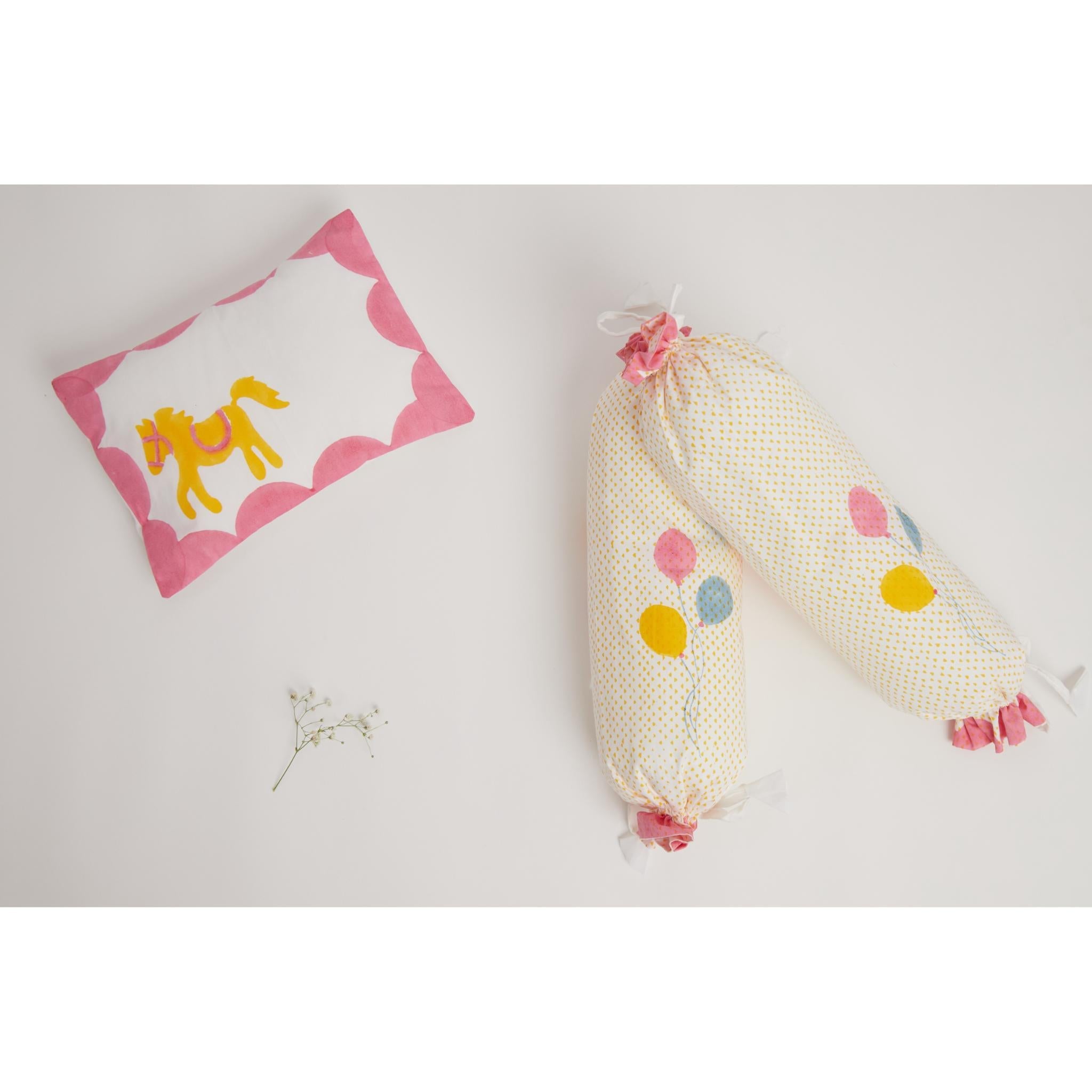 Masaya Pure Cotton Pillow & Bolster Set Circus - Pink - MSY - CPB - 009E - Pink