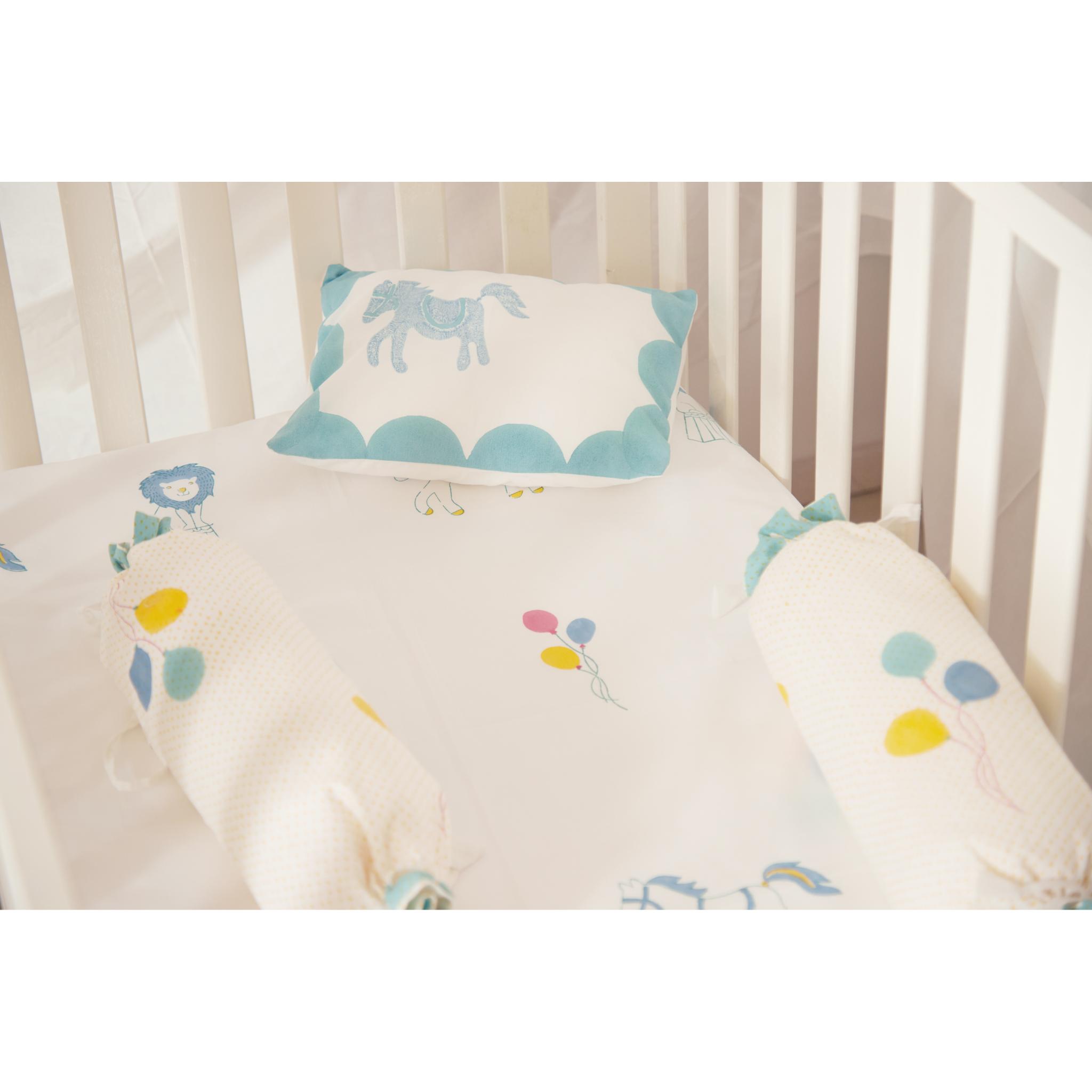 Masaya Pure Cotton Pillow & Bolster Set Circus - Teal - MSY - CPB - 009E - Teal