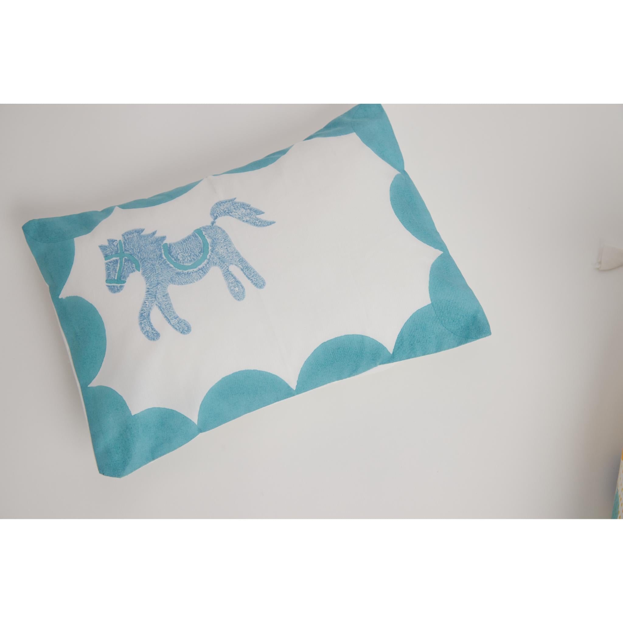 Masaya Pure Cotton Pillow & Bolster Set Circus - Teal - MSY - CPB - 009E - Teal