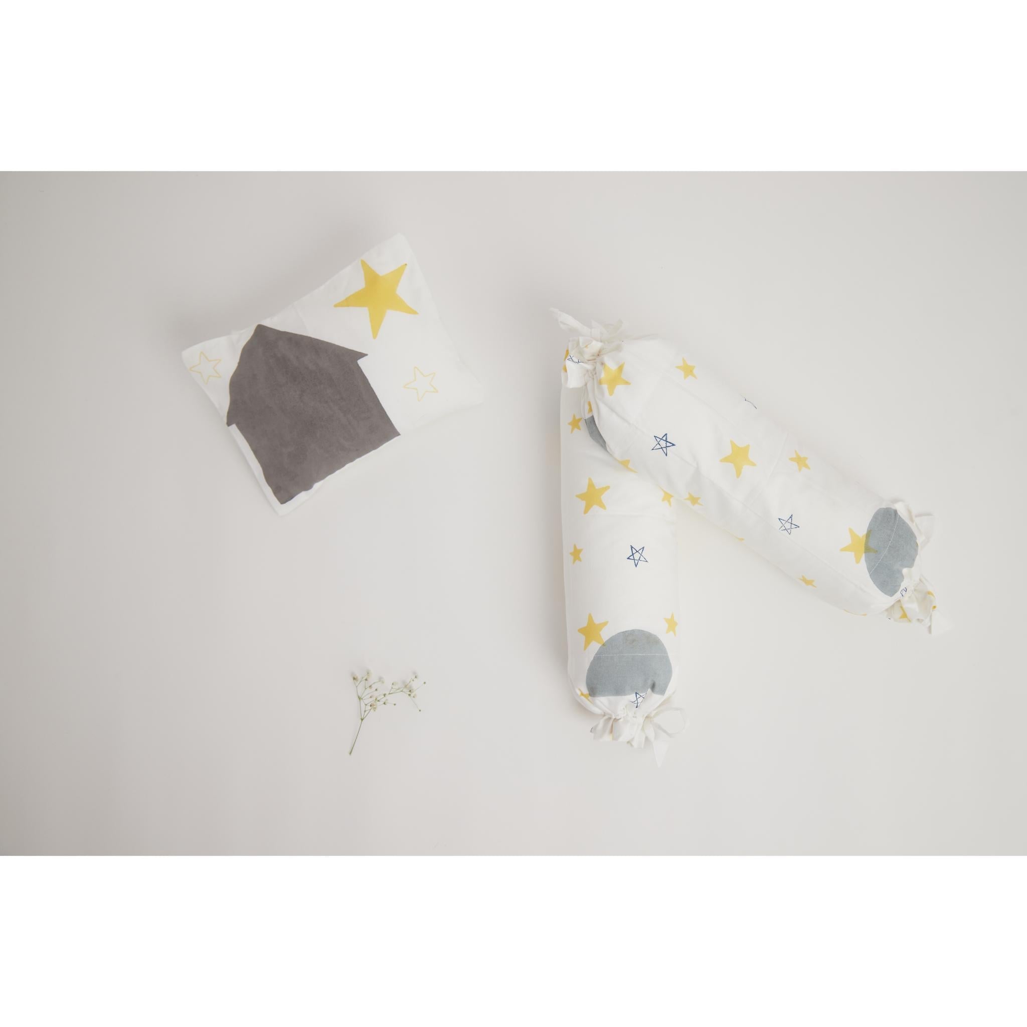 Masaya Pure Cotton Pillow & Bolster Set Shapes - MSY - CPB - 009D - Night