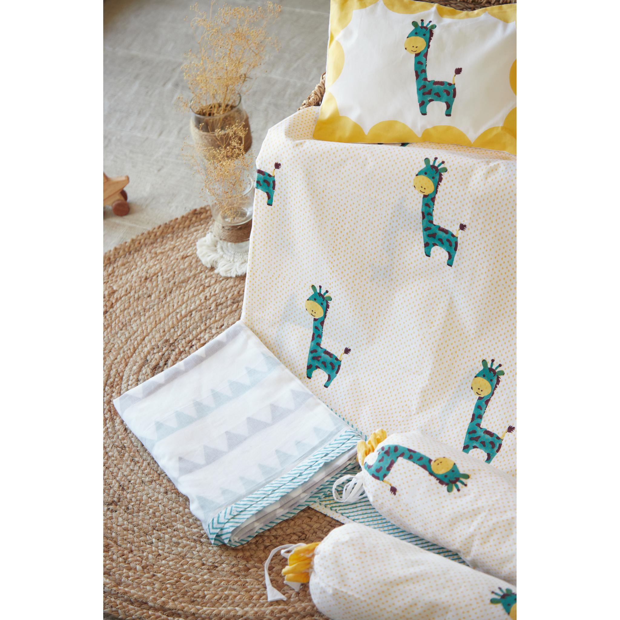 Masaya Pure Cotton Cot Bedding Set Giraffe - Teal