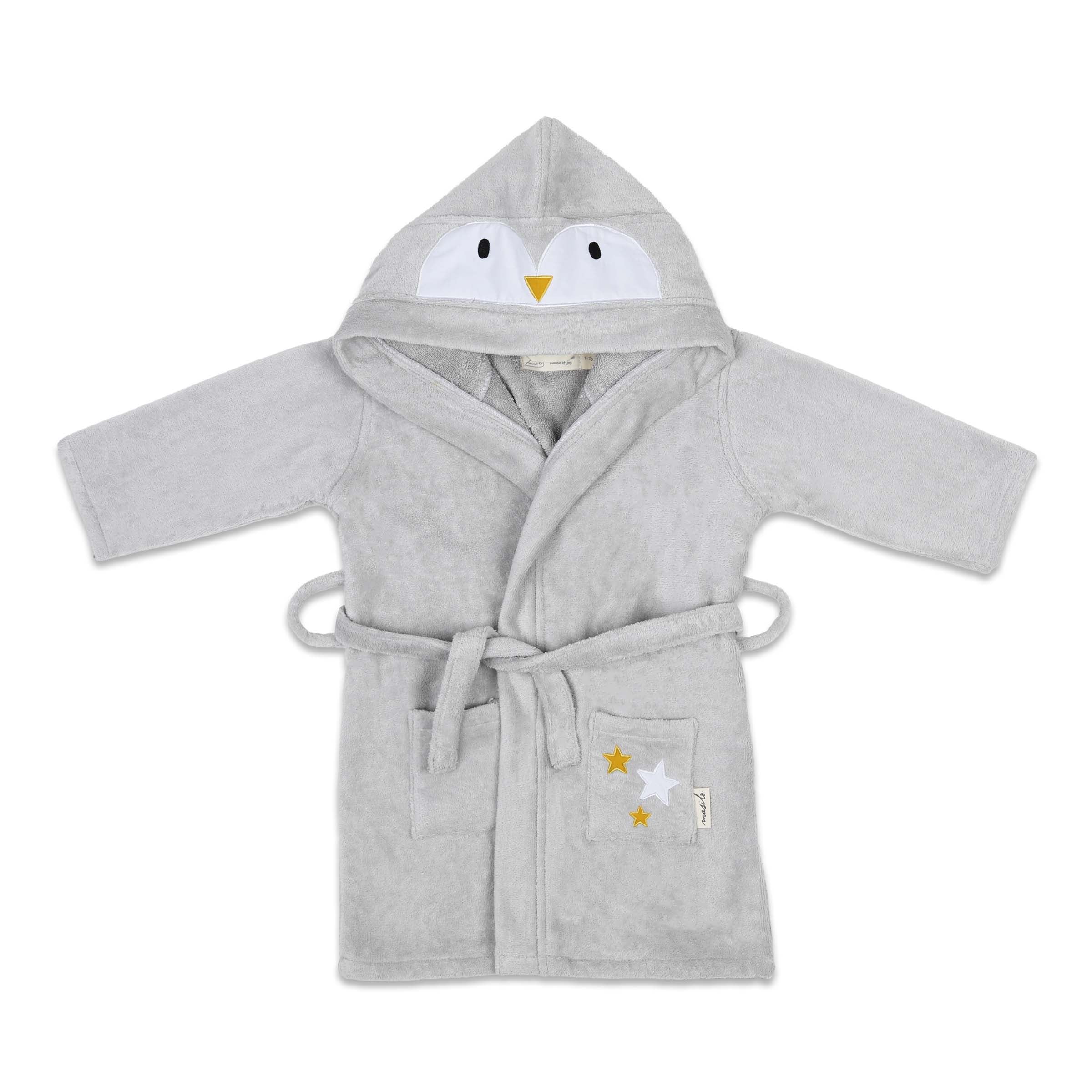 Masilo Hooded Baby Robe - MTHR 6 - 12m PENGUIN GREY