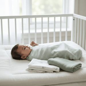 Masilo Organic Muslin Swaddles Set of 3- Green Palm | The Mom Store - Baby Swaddle Blankets