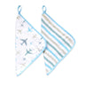 Masilo Organic Muslin Washcloths (Set of 2) - MBAWC M - 2PK AIRPLANE