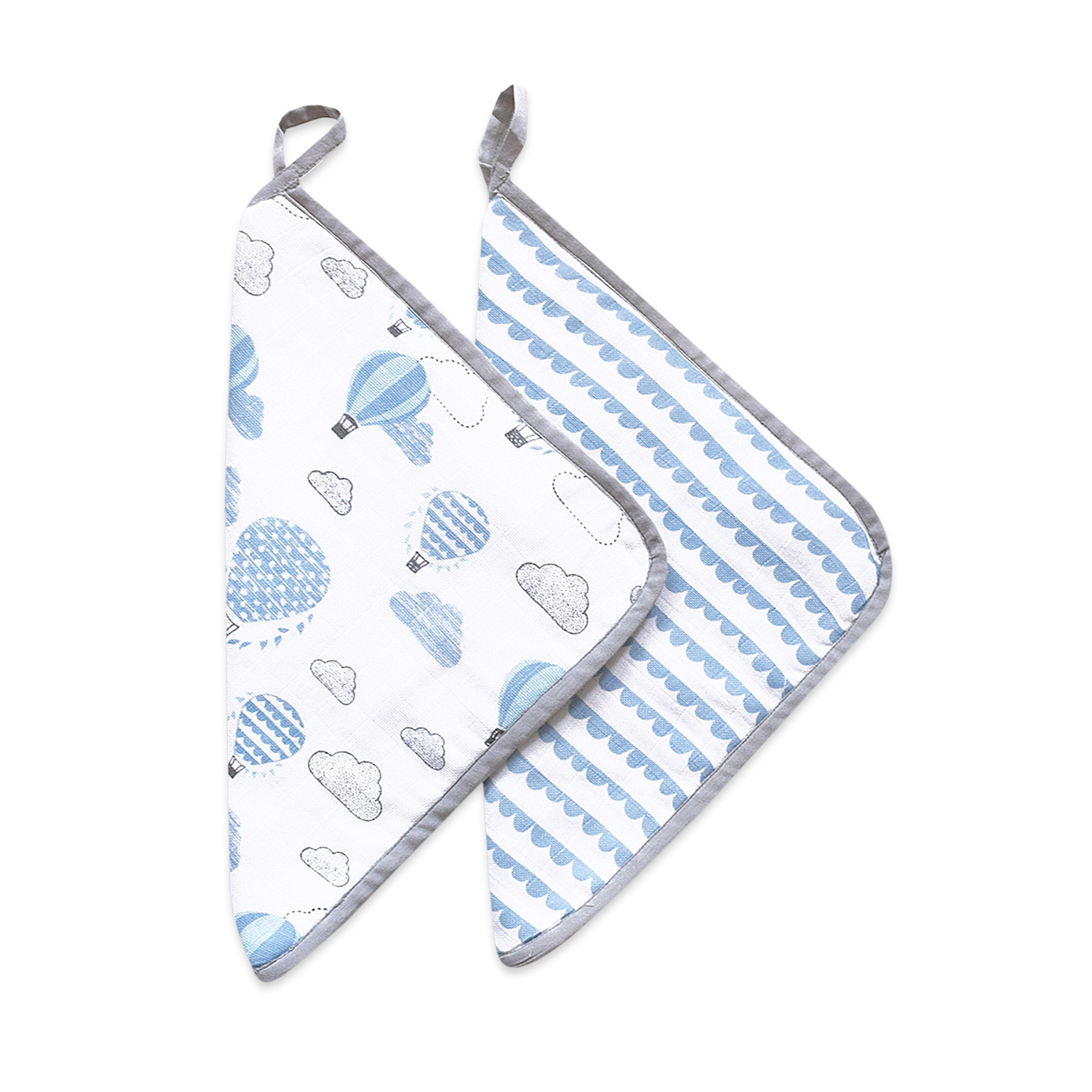 Masilo Organic Muslin Washcloths (Set of 2) - MBAWC M - 2PK HAB BLUE