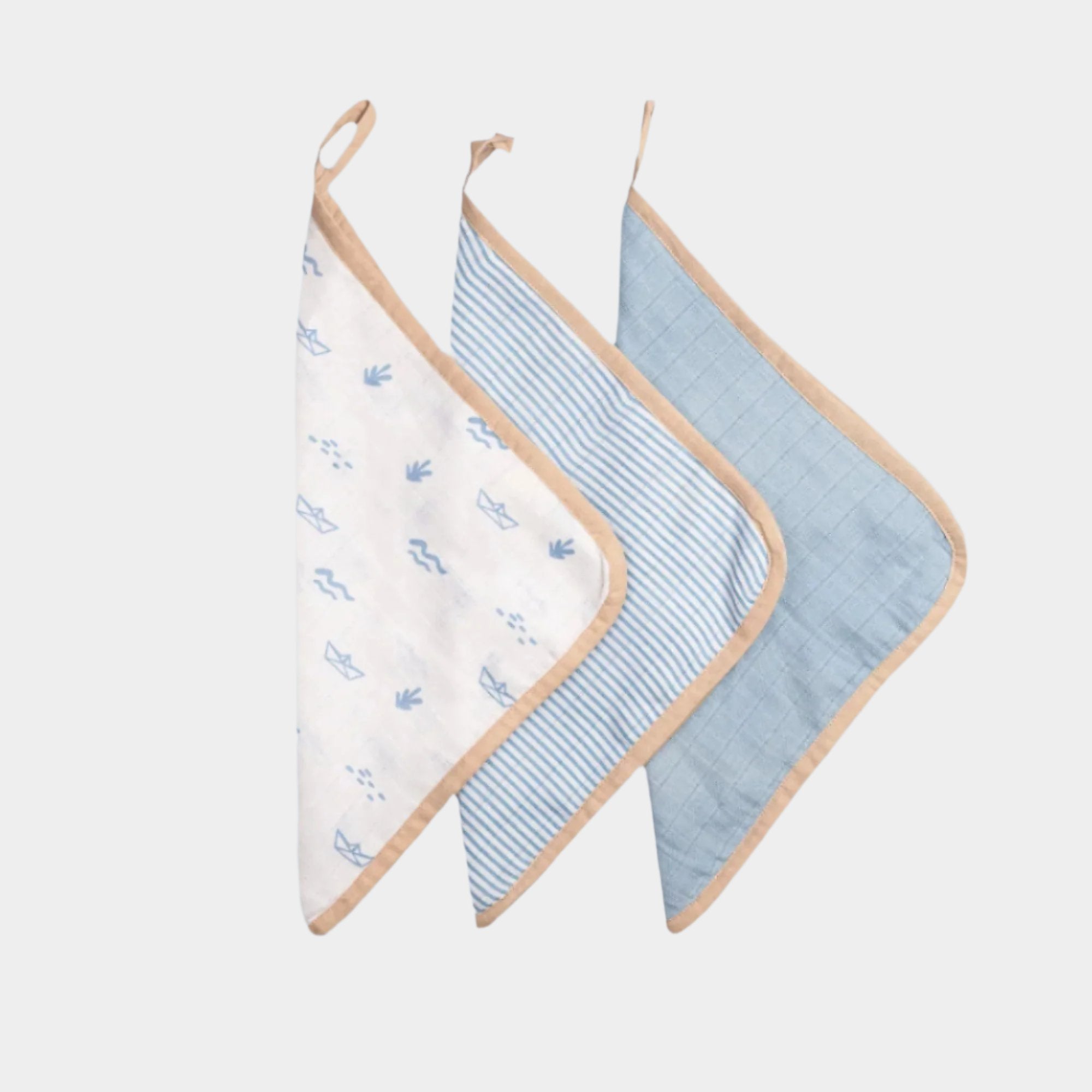 Masilo Organic Muslin Washcloths (Set of 3) - MBAWC M - 3PK BOAT