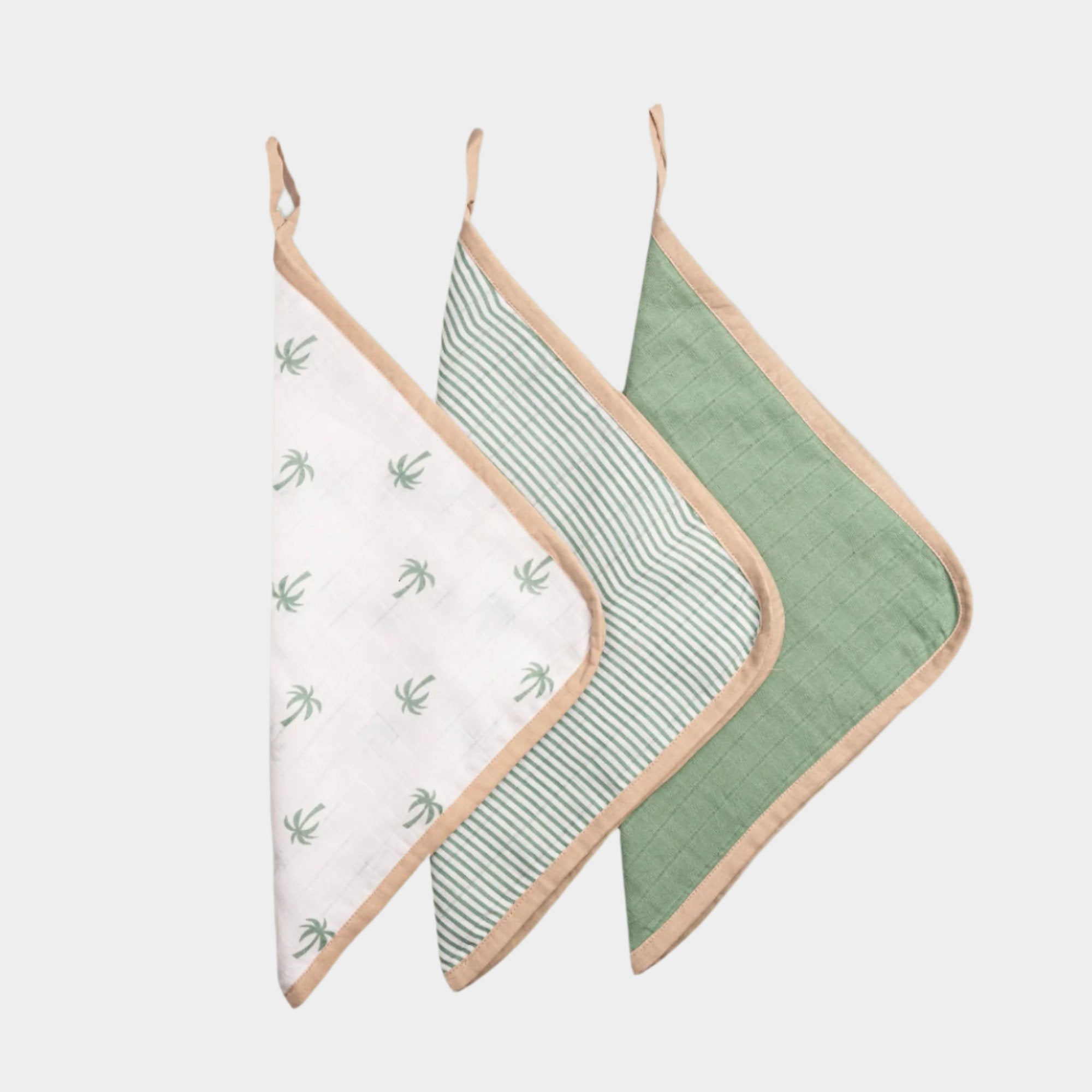 Masilo Organic Muslin Washcloths (Set of 3) - MBAWC M - 3PK PALM