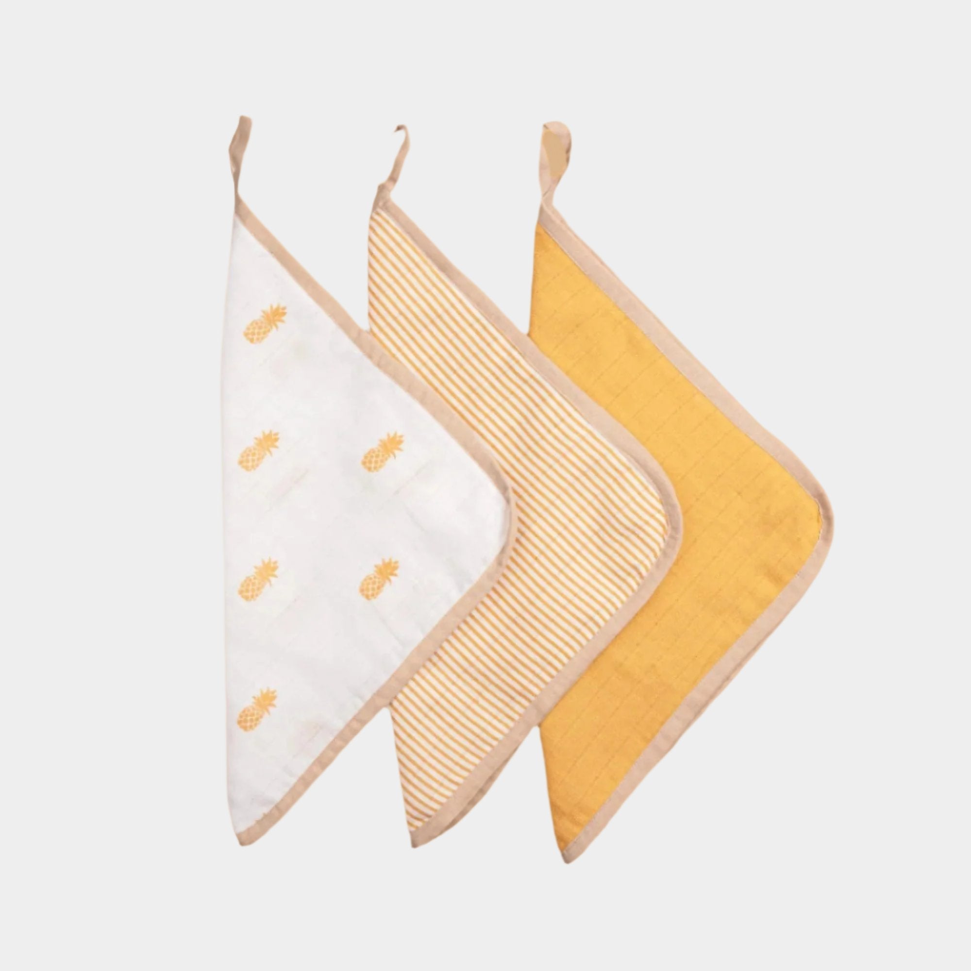 Masilo Organic Muslin Washcloths (Set of 3) - MBAWC M - 3PK PINEAPPLE