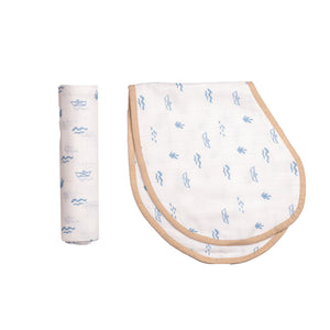 Masilo Swaddle & Burp Cloth Bib- Blue Sea Breeze|The Mom Store - Baby Feeding Gear