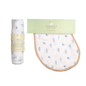 Masilo Swaddle & Burp Cloth Bib- Blue Sea Breeze|The Mom Store - Baby Feeding Gear