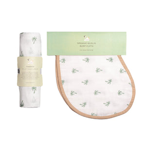Masilo Swaddle & Burp Cloth Bib- Green Palm|The Mom Store - Baby Feeding Gear
