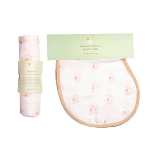 Masilo Swaddle & Burp Cloth Bib- Orange Rainbow|The Mom Store - Baby Feeding Gear