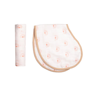 Masilo Swaddle & Burp Cloth Bib- Orange Rainbow|The Mom Store - Baby Feeding Gear