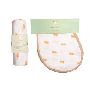 Masilo Swaddle & Burp Cloth Bib- Yellow Pineapple |The Mom Store - Baby Feeding Gear
