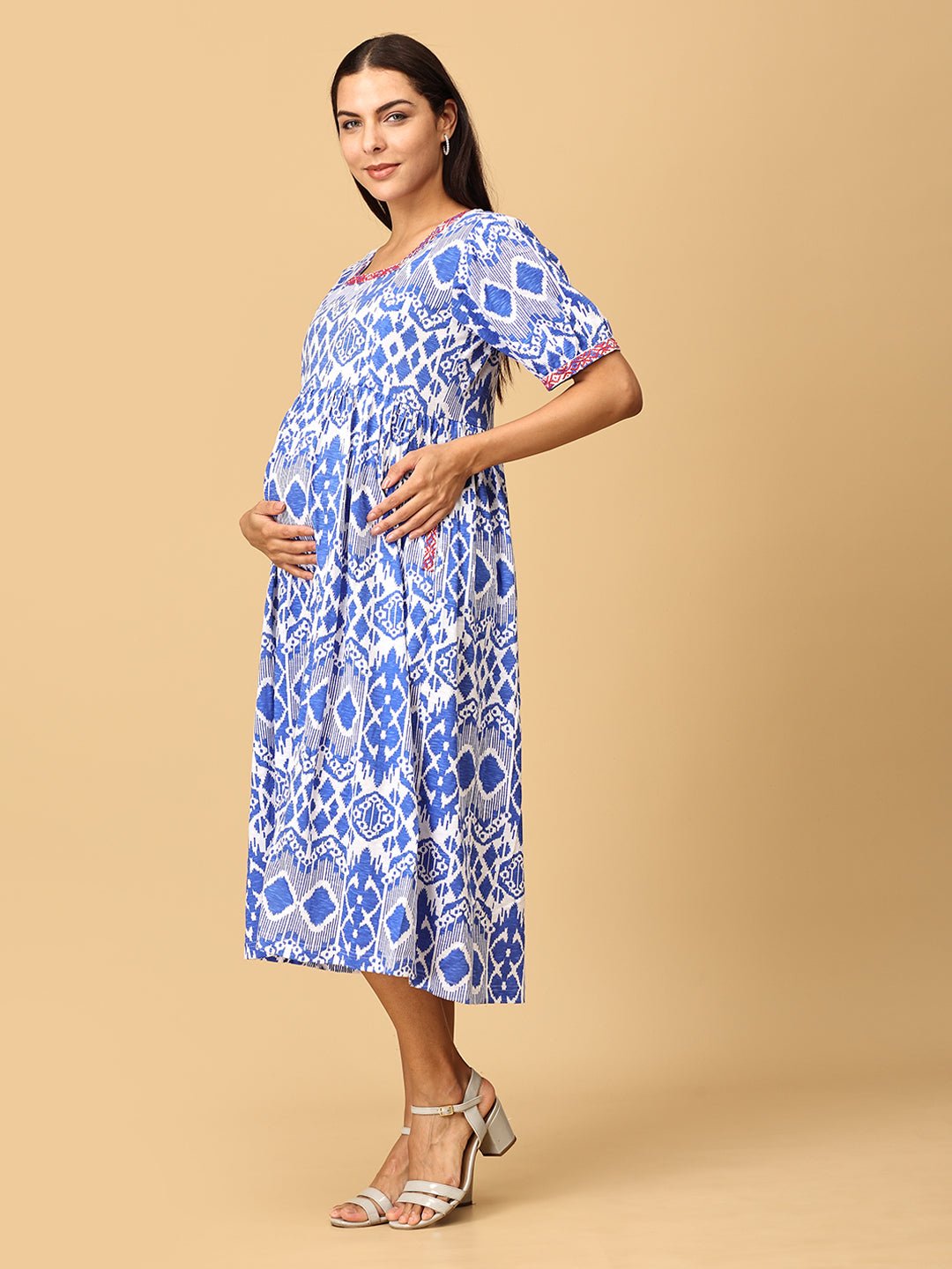 Masquerade Magic Embroidered Maternity and Nursing Dress - DRS - SD - MSQM - S
