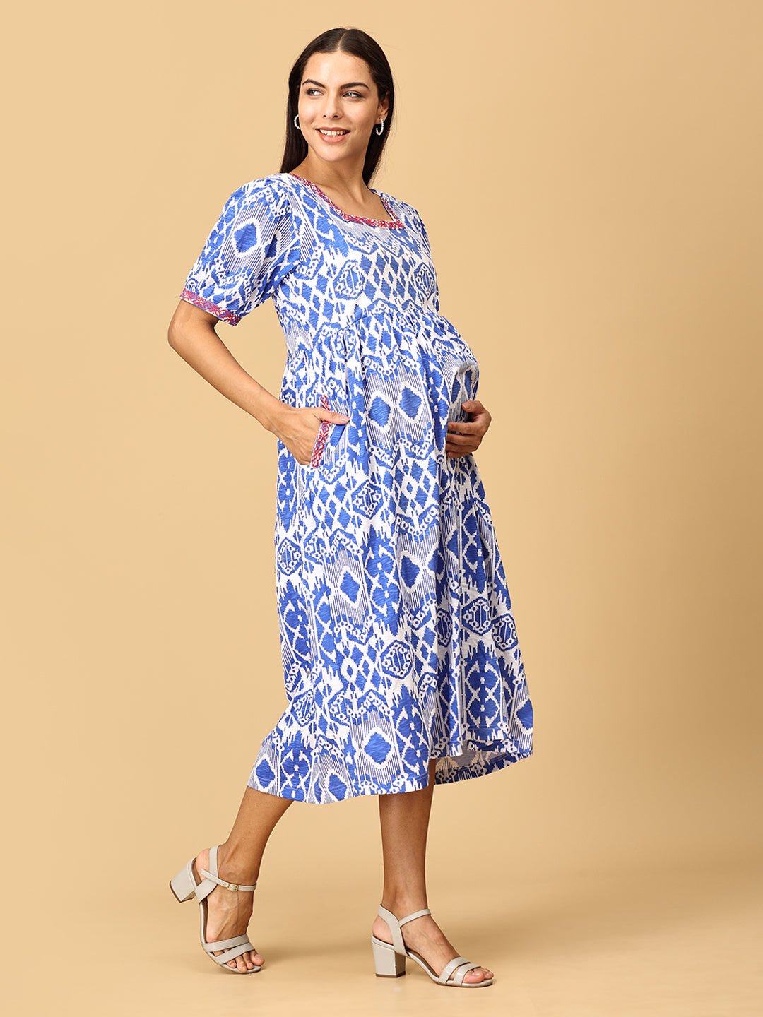 Masquerade Magic Embroidered Maternity and Nursing Dress