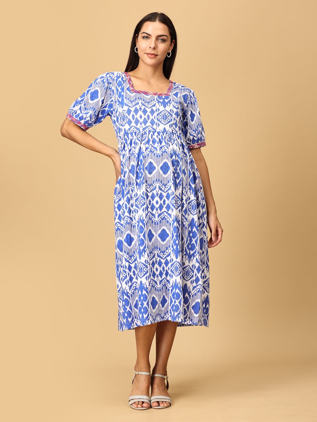 Masquerade Magic Embroidered Maternity and Nursing Dress - DRS - SD - MSQM - S