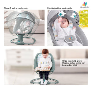 Mastela 3-in-1 Deluxe Multi-Functional Bassinet/Swing- Grey & Blue - 8105