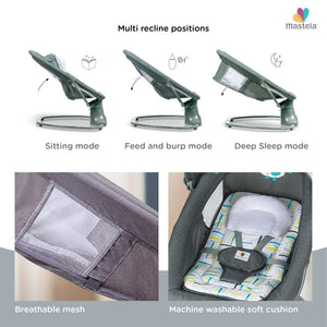 Mastela 3-in-1 Deluxe Multi-Functional Bassinet/Swing- Grey & Blue - 8105