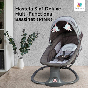 Mastela 3-in-1 Deluxe Multi-Functional Bassinet/Swing- Grey & Pink - 8106