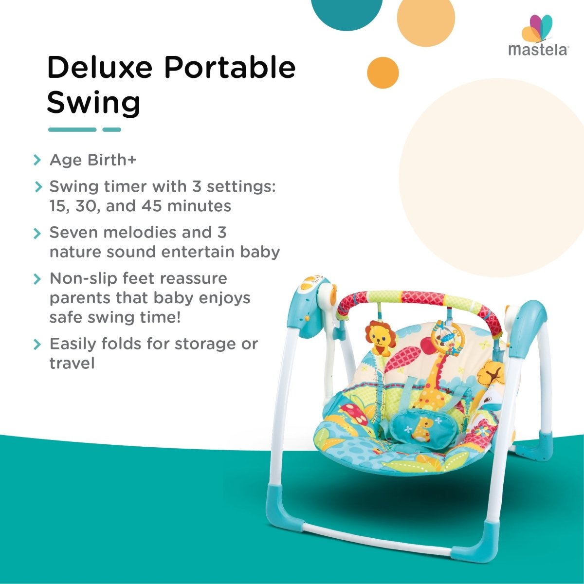 Mastela Deluxe Portable Swing Aqua - 6579