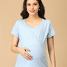 Maternity and Nursing Top - Blue Melange - MAT - NIA - BLSLB - S