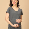 Maternity and Nursing Top - Charcoal Melange - MAT - NIA - CHML - S