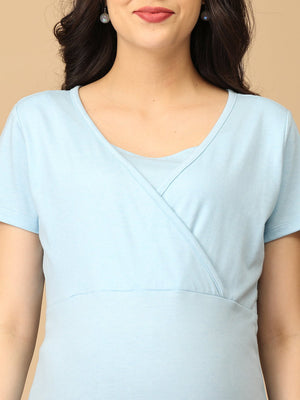 Maternity and Nursing Top - Light Blue - MAT - NIA - LTBLU - S