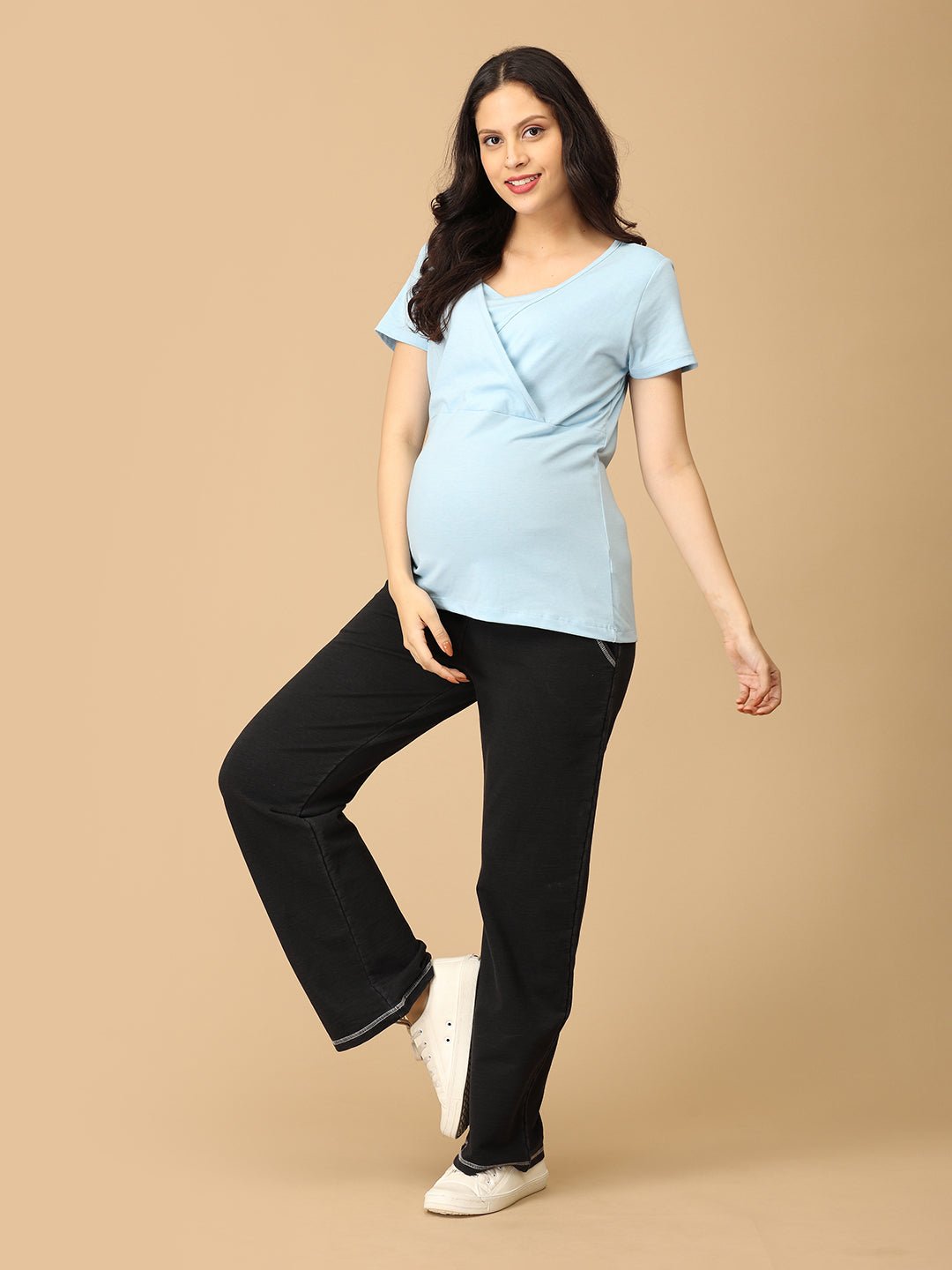 Maternity and Nursing Top - Light Blue - MAT - NIA - LTBLU - S