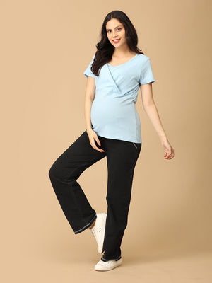 Maternity and Nursing Top - Light Blue - MAT - NIA - LTBLU - S