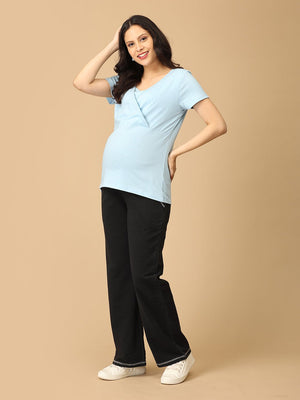 Maternity and Nursing Top - Light Blue - MAT - NIA - LTBLU - S