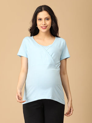 Maternity and Nursing Top - Light Blue - MAT - NIA - LTBLU - S