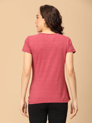 Maternity and Nursing Top - Tomato Red Melange - MAT - NIA - RDML - S