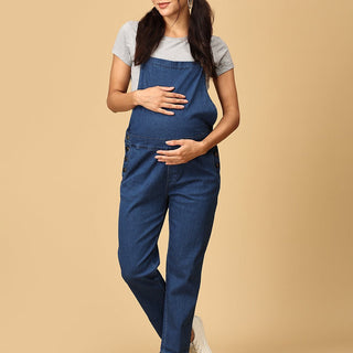 Maternity Denim Dungaree with Side Buttons Blue - MDD - BTBLU - S