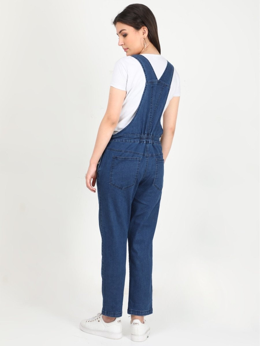 Maternity Denim Dungaree with Side Buttons Blue - MDD-BTBLU-S