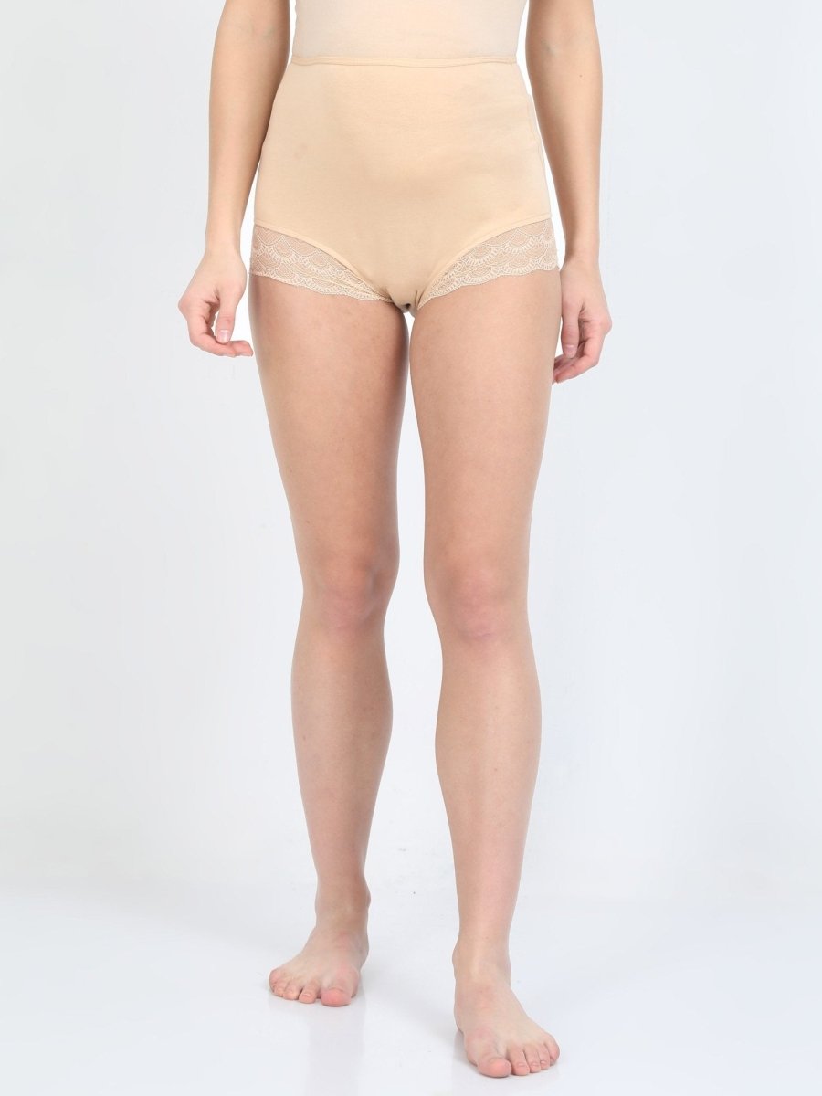 Maternity Over belly High Waist Lace Panty-Beige - MHWPNT-BGELC-S