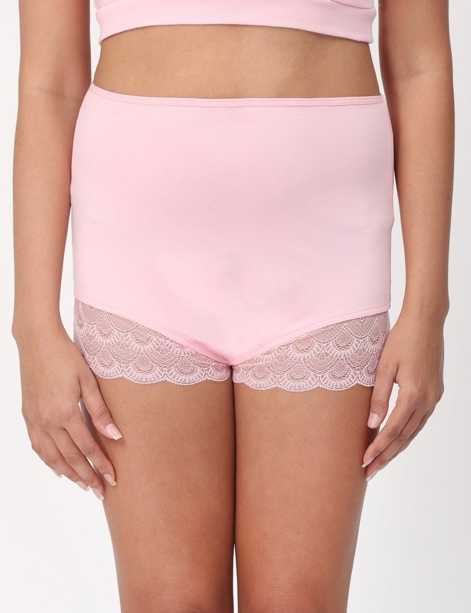 Maternity Over belly High Waist Lace Panty-Rose Pink - MHWPNT-PNKLC-S