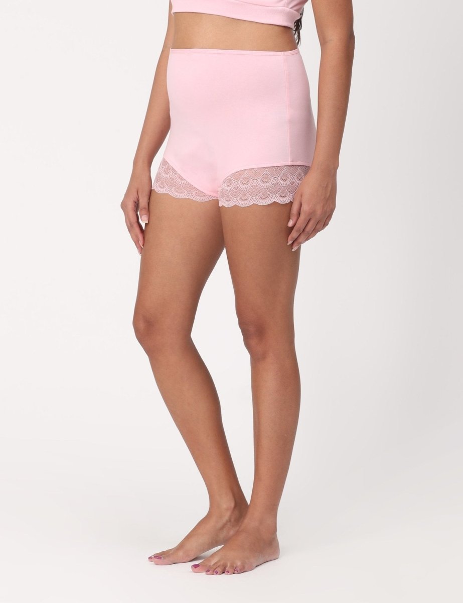 Maternity Over belly High Waist Lace Panty-Rose Pink - MHWPNT-PNKLC-S