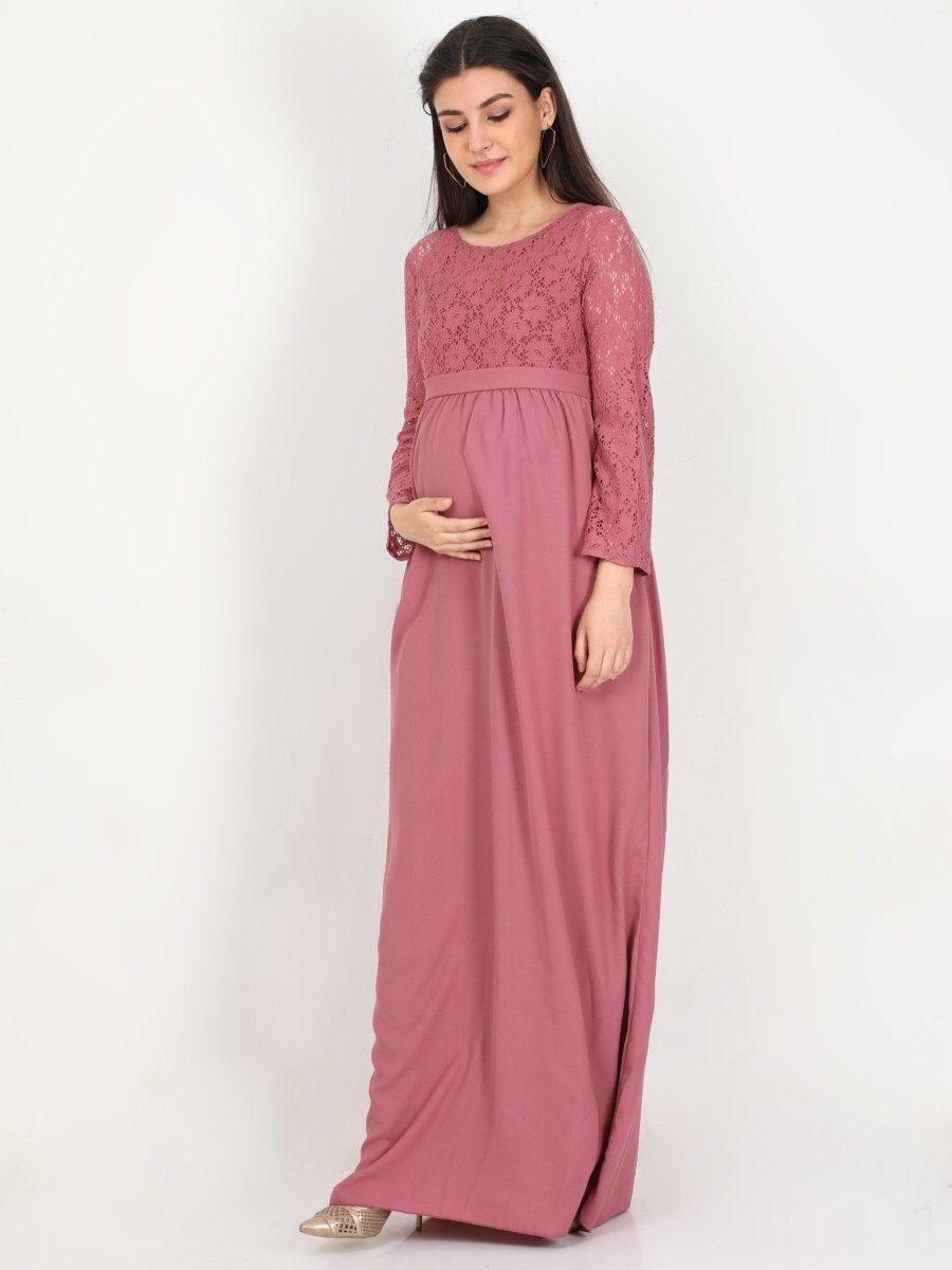 Mauve Lace Maternity Dress - DRS-MVLCE-S