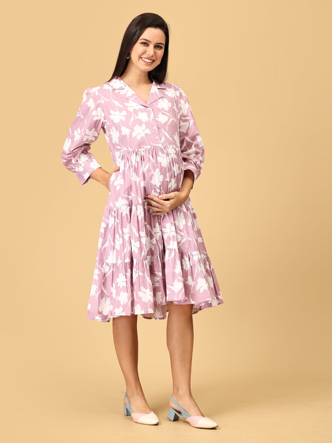 Mauve - lous Maternity and Nursing Dress - DRS - SK - MAVLS - S