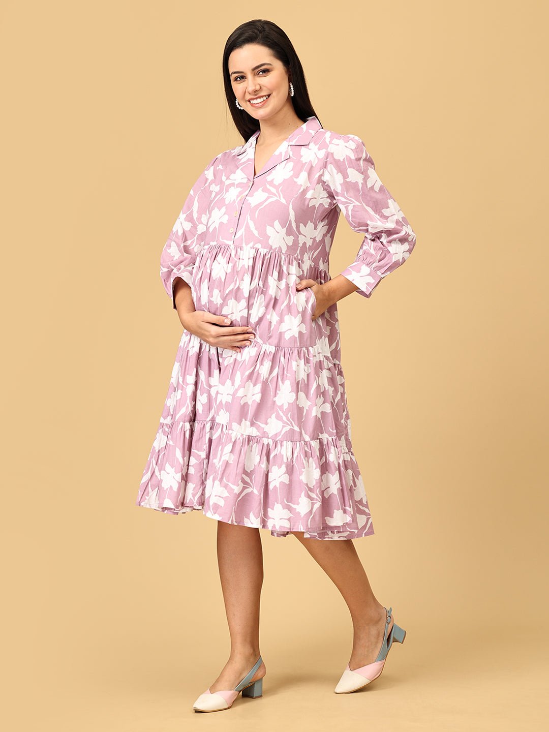 Mauve - lous Maternity and Nursing Dress - DRS - SK - MAVLS - S