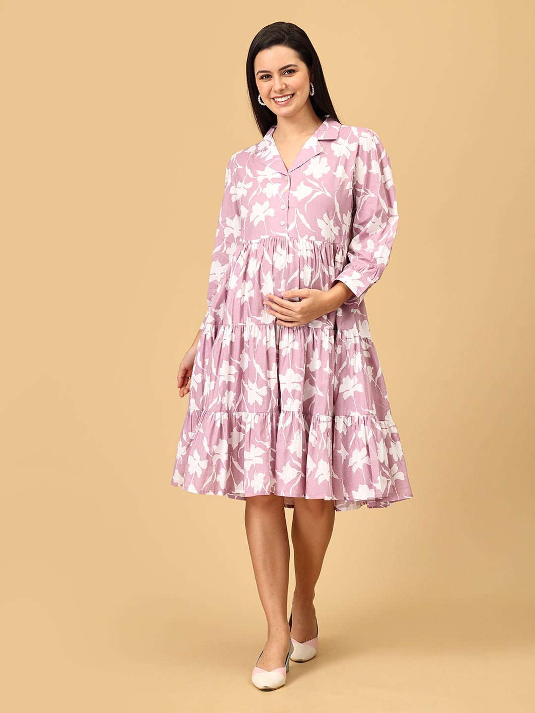 Mauve - lous Maternity and Nursing Dress - DRS - SK - MAVLS - S